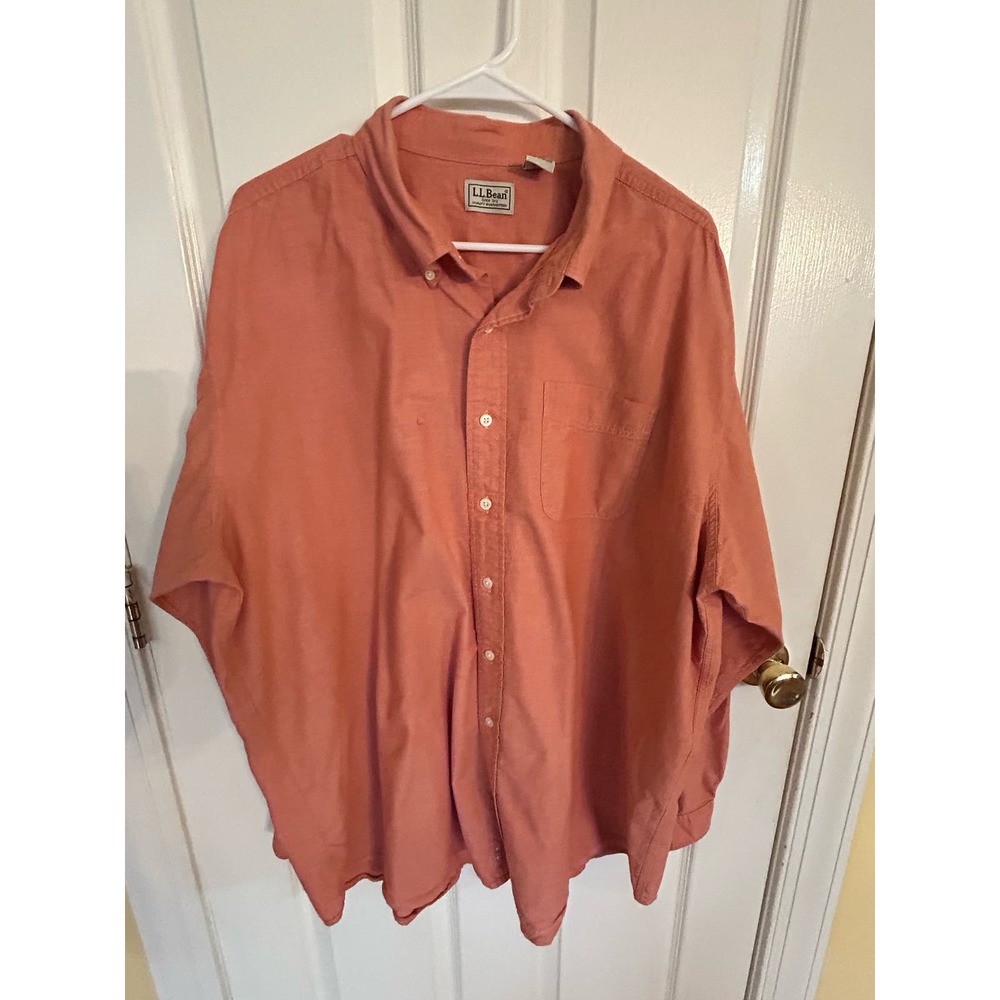 L.L.Bean Salmon Long Sleeved ButtonUp‎ Shirt Size XXL